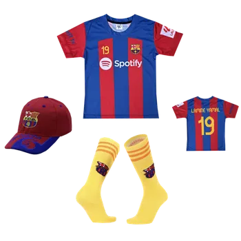 Numberoplus Premium dětské fotbalové tričko a kšiltovky a Fotbalové ponožky FC Barcelona - Lamine Yamal 19 Velikost: XL