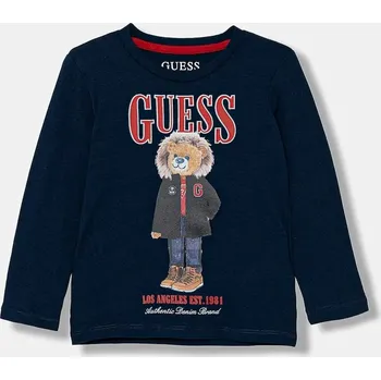 Dětská móda Dětské bavlněné tričko s dlouhým rukávem Guess N5BI04.I3Z14.9BYA námořnická modř 59X, vel. 118-122