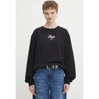 Dámská mikina Bavlněná mikina HUGO Deroxina_6 dámská, černá barva, s potiskem, 50550149 99X, vel. L