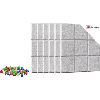 Allboards Filcové nástěnné panely 30×30 cm šedé – 6 ks, KPL6_FELT30x30GREY