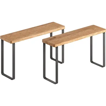 Drátěná police Dřevěné přídavné poličky v matně černo-přírodní barvě v sadě 2 ks 27x8 cm York – Metaltex ID_1746692