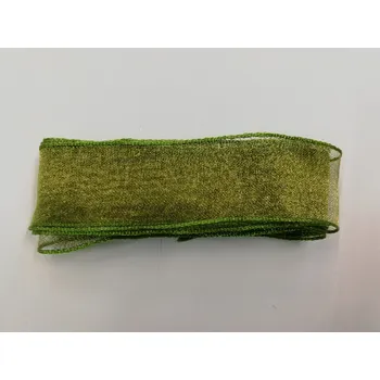 Stuha Šifonová stuha 25mm - tmavě zelená s okrajem - balení 2m