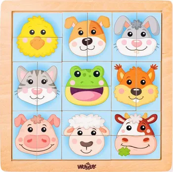 puzzle pro nejmenší Woody Skládačka Zvířecí hlavičky - domácí