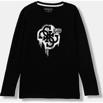 Dětské bavlněné tričko s dlouhým rukávem Guess L5BI01.I3Z14.9BYA černá 99X, vel. 125-135