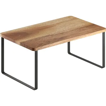 Drátěná police Dřevěná přídavná polička v matně černo-přírodní barvě 32x19 cm York – Metaltex ID_1746720