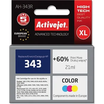 Počítačové příslušenství AH-343R, Inkoustová cartridge ActiveJet HP C8766EE barevná č.343 (21ml)