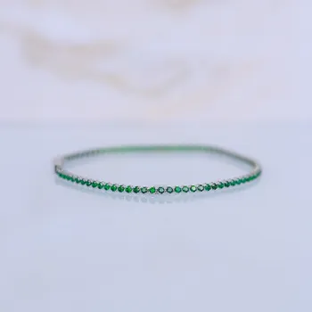 Náramek Lillian Vassago Tenisový náramek zdobený zelenými zirkony, bílé zlato LLV03-GB004