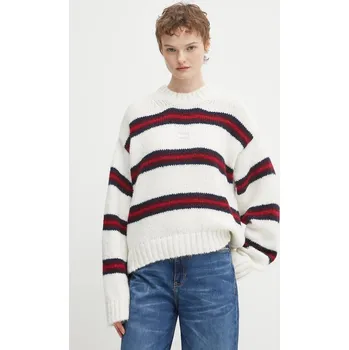 Dámský svetr Svetr s příměsí vlny z alpaky Tommy Jeans béžová barva, DW0DW21679 01B, vel. M