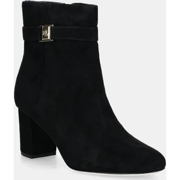 Dámské kozačky Semišové boty Lauren Ralph Lauren Kellie Bt Hl černá barva, na podpatku, 802967827001 802967827001.001 99X, EUR 37