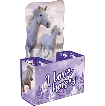 DERFORM Držák na pera I Love Horses – 3 přihrádky
