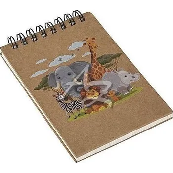 Zápisník IMP zápisník spirála B7 8x12cm 50listů čistý kraft Zvířátka