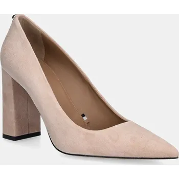 Dámské lodičky Semišové lodičky BOSS Janet růžová barva, na podpatku, 50536571 50536571.689 03X, EUR 41