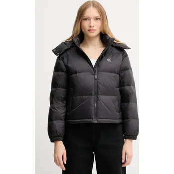 Péřová bunda Calvin Klein Jeans černá barva, zimní, oversize, LV047D501G 99X, vel. XS