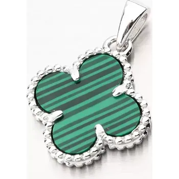 Přívěsek Dámský přívěsek stříbro 925 malachit čtyřlístek PKL-3150