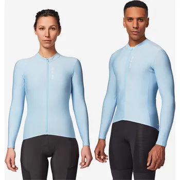 Pánské tričko VAN RYSEL Dres na silniční cyklistiku s dlouhým rukávem Racer 2 S BÍLÁ|MODRÁ