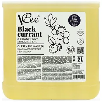 Masážní přípravek VCee přírodní veganský masážní olej 2000 ml černý rybíz a brusinky