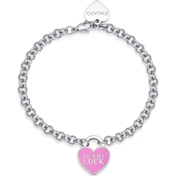 Náramek S'Agapõ Půvabný ocelový náramek se srdíčkem Good Luck Be My Always SBM87 + 2 měsíce na vrácení zboží