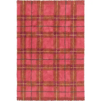 Koberec Červený pratelný/ručně tkaný bavlněný koberec 140x190 cm Tartan Vintage Red – Lorena Canals ID_1796288