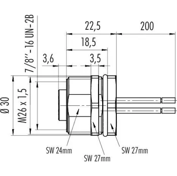 Binder 09 2450 100 05 7/8" konektor pro montáž na panel, kontakty: 4+PE, nestíněný, jednožilový, IP68, UL, VDE, upevnění zepředu