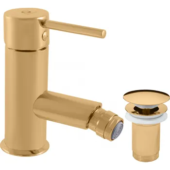 Vodovodní baterie SEINA - Bidetová baterie s výpustí, Zlatá - kartáčovaná SE945.0KZK, RAV Slezák Barva: ZLATÁ - kartáčovaná, Rozměr: 3,8"
