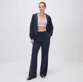 Dámské kalhoty Reserved - Teplákové kalhoty s modalem - tmavomodrá - 879IE-59X - 879IE-59X-XS