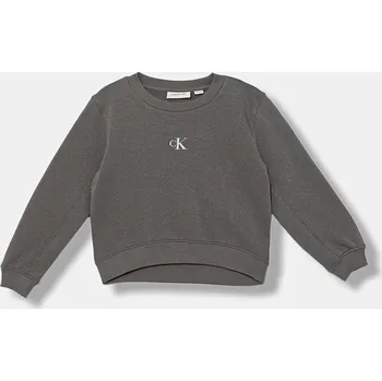 Chlapecká mikina Dětská mikina Calvin Klein Jeans šedá barva, s aplikací, IG0IG02639 IG0IG02639.9BYA 90X, vel. 170