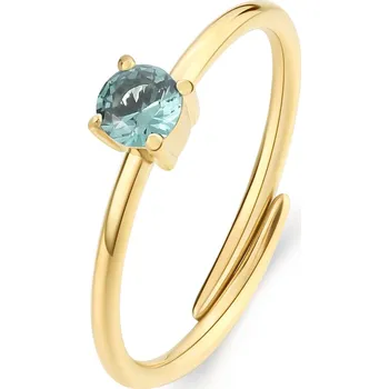 Prsten S'Agapõ Pozlacený prsten se zeleným kubickým zirkonem Dazzly SDZ39 + 2 měsíce na vrácení zboží