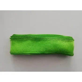 Stuha Šifonová stuha s drátkem 25mm - zelená s tmavým okrajem - balení 2m