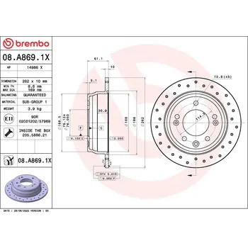 Brzdový kotouč Brzdový kotouč BREMBO 08.A869.1X