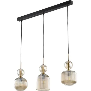 Lustr na lanku SOPHIA 3xE14/10W/230V černá/kouřová béžová