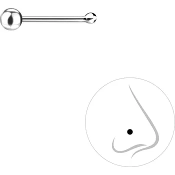 Piercing Stříbrný piercing Ball s kuličkou 2 mm Ag 925/1000