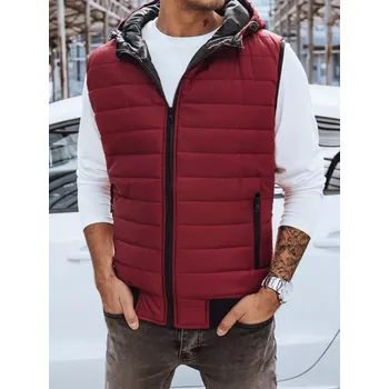 Pánská móda pánská prošívaná vesta s kapucí TX4235 Barva: Bordová, Velikost: XL