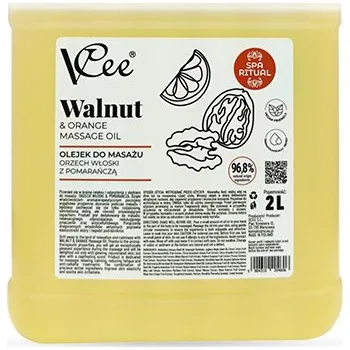 Masážní přípravek VCee přírodní veganský masážní olej 2000 ml vlašský ořech a pomeranč