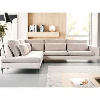 Sedací souprava Rohová sedačka Romeo, béžová strukturovaná látka, levý roh