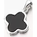 Dámský přívěsek stříbro 925 zirkon čtyřlístek s onyxem PKL-3153