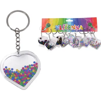 Wiky Klíčenka akrylová s glitrem - Srdce
