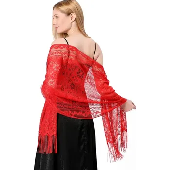 Šátek Krajková šála Červená