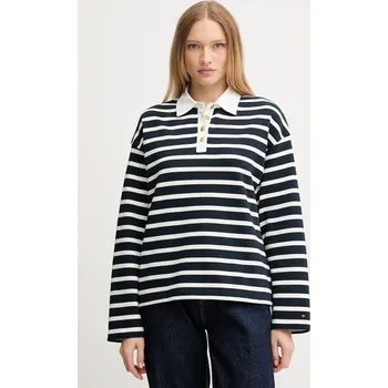 Dámská mikina Bavlněná mikina Tommy Hilfiger dámská, tmavomodrá barva, vzorovaná, WW0WW47457 59X, vel. XS