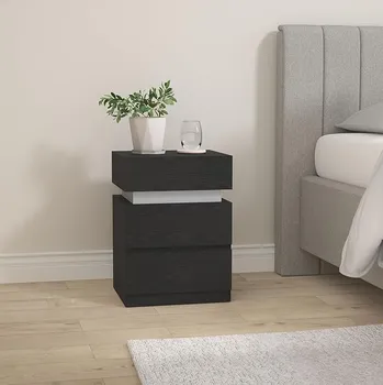 Noční stolek Noční stolek s LED páskem 35 x 40 x 55 cm | černý