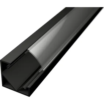 LED osvětlení Ledshopik LED profil rohový ALPI 45-BIG černý - LED profil 45-BIG černý - 1m