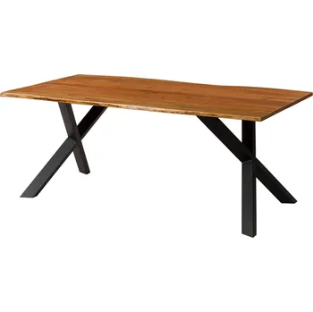 Jídelní stůl Jídelní stůl z agátového dreva220x100x75 přírodní lak / rozšírené nohy X antracit matný METAL 3