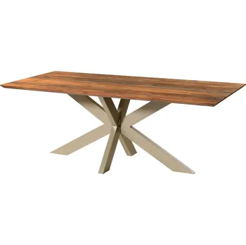 Jídelní stůl Jídelní stůl z akácie 180x90x74 přírodní lak / epoxidová černá, křížový rám stříbrný matný EPOXY