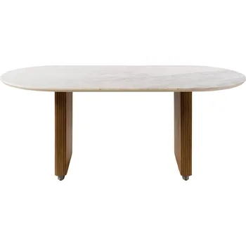 Jídelní stůl Jídelní stůl oválný mangový 220x100x76x76 hnědý lakovaný / mramor bílý BARCELONA