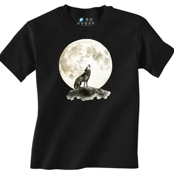 Chlapecké tričko Dětské tričko Volání Úplňku Vlk Vyjící na Měsíc (Velikost: 3-4, Barva: Černá)