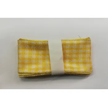 Stuha Látková stuha károvaná s drátkem 40mm - žluté kostky - balení 2,5m