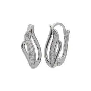 Náušnice Zlaté náušnice se zirkony z bílého zlata na patent