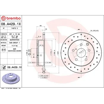 Brzdový kotouč Brzdový kotouč BREMBO 08.A429.1X