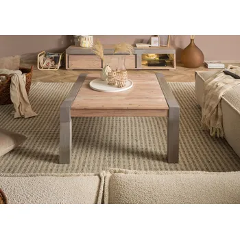 Konferenční stolek Konferenční stolek akácie 85x85x45 béžový lakovaný NEW AMSTERDAM