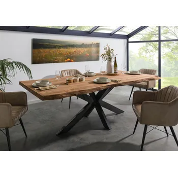 Jídelní stůl Jídelní stůl palisandr 260x100x77 přírodní mořený / křížový rám antracit lesklý METALL 5