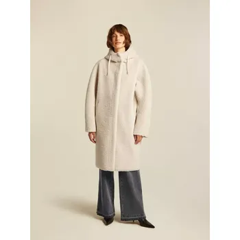 BEAUMONT dámský kožíšek off white dlouhý s kapucí oboustranný